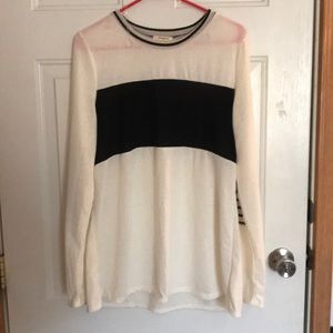 White and Black Sweater with elbow patches